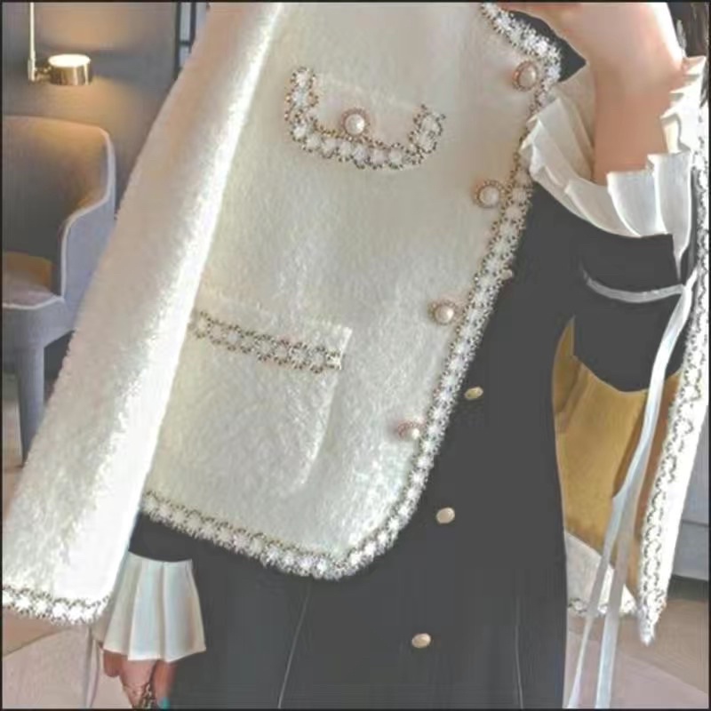 0Áo khoác len lông thỏ mịn tiểu thư Forgirl sang trọng áo cardigan trơn