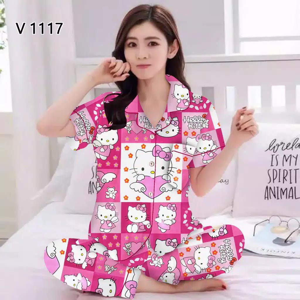 Hellokitty Bộ Đồ Ngủ Pijama In Hình Hello Kitty Dễ Thương Cho Nữ