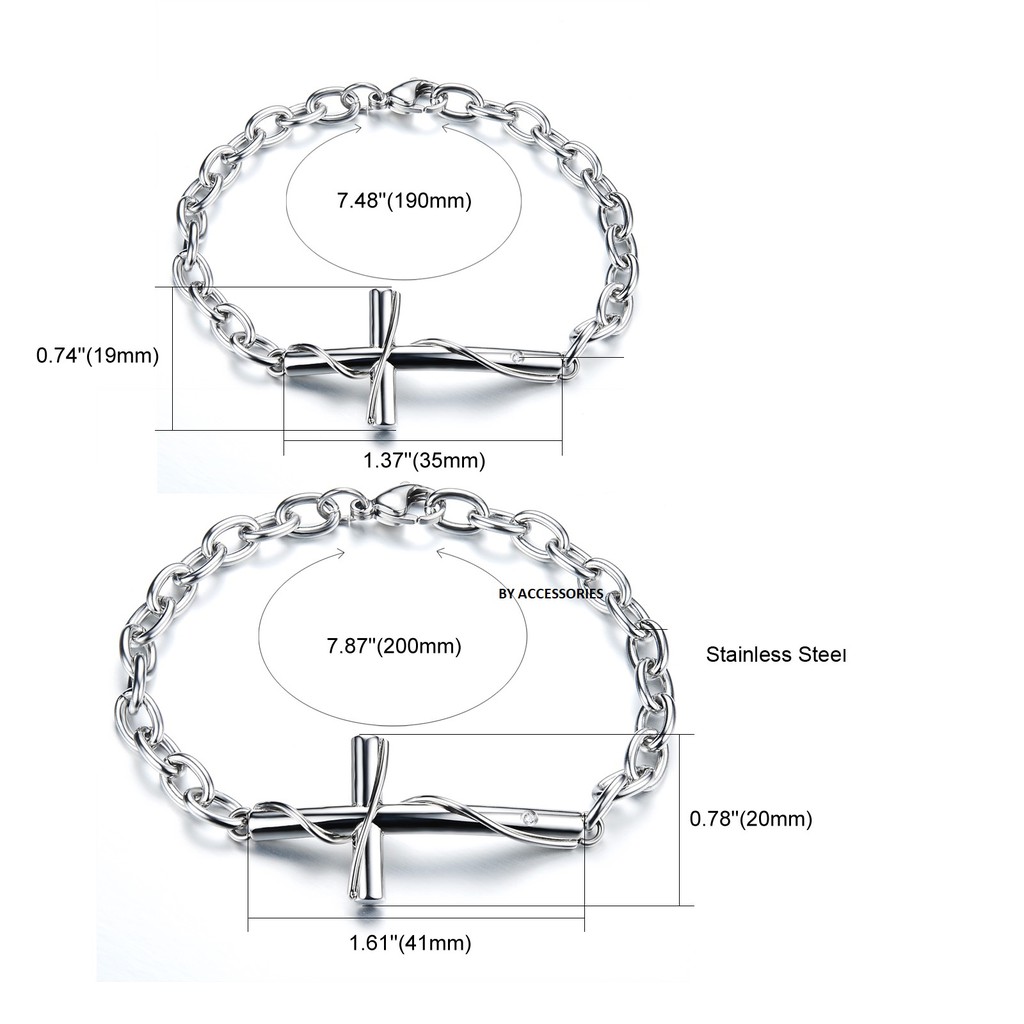 Lắc tay titan unisex thánh giá cách điệu đính đá nhỏ không gỉ UB190601