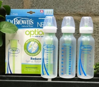 Set 3 bình sữa Dr Brown Options cổ hẹp 120ml, 250ml
