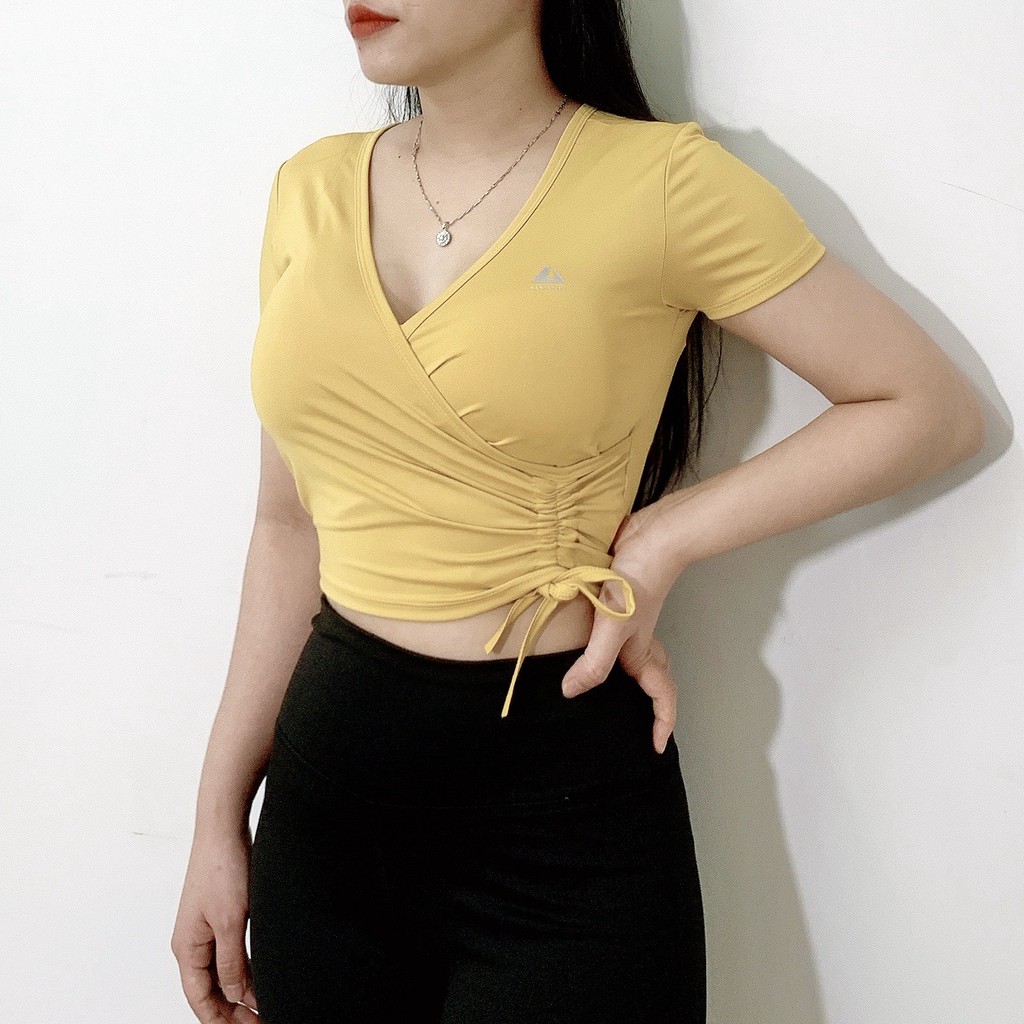 Áo Croptop Dây Rút NAQIYABEI  Nữ Tập Gym Yoga Aerobic Thể Thao Tay Đùi Siêu Đẹp Cá Tính Sexy Evasport | BigBuy360 - bigbuy360.vn