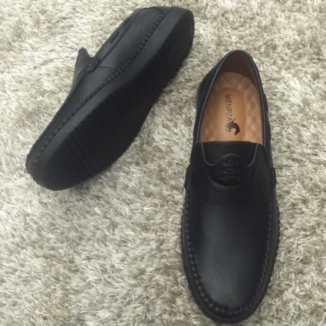 Dày lười nam da bò nguyên tấm (Tặng 1 đôi lót giày/sp)