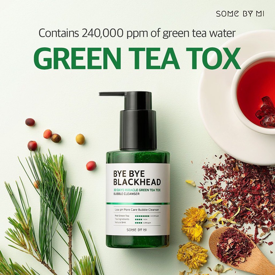 Sữa Rửa Mặt Sủi Bọt Loại Bỏ Mụn Đầu Đen Some By Mi Bye Bye Blackhead Miracle Green Tea Tox Bubble Clean 120ml