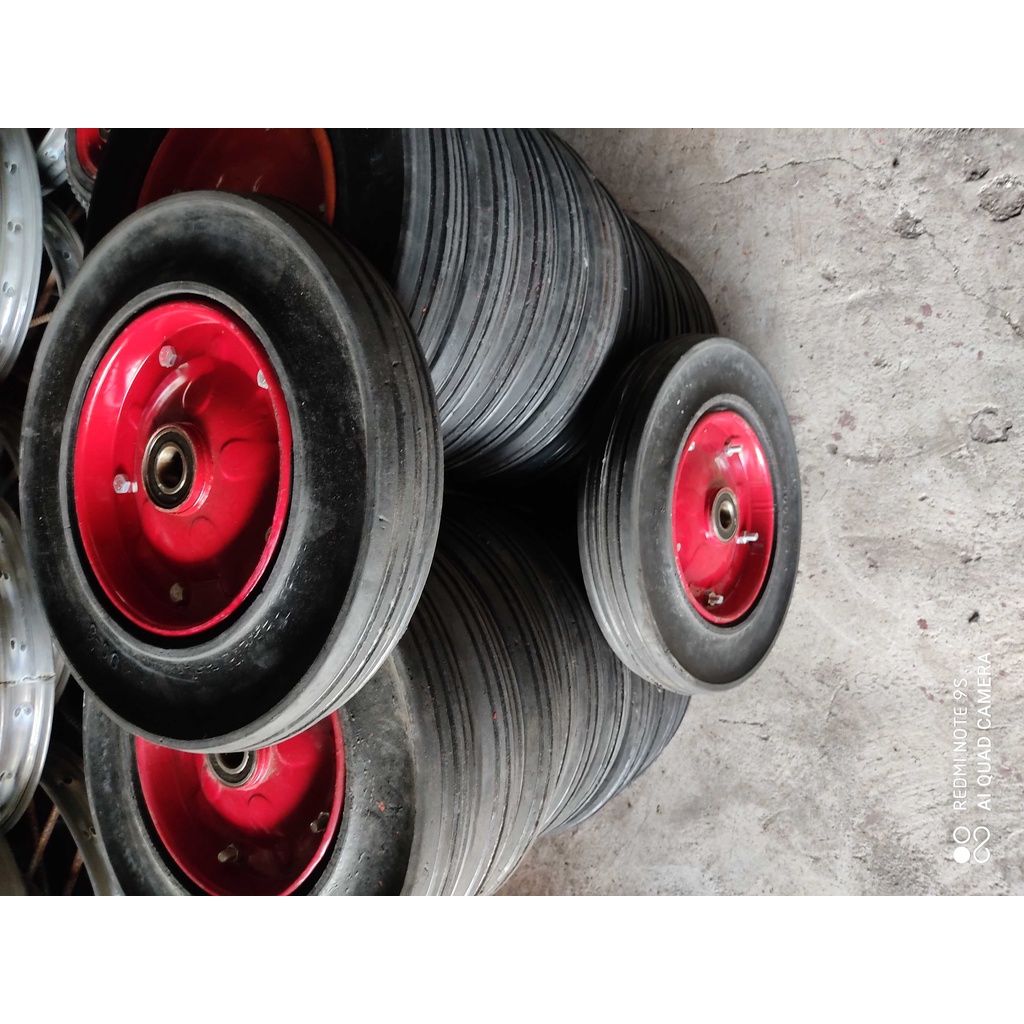 Bánh xe trộn bê tông 400-8 Đã có bi  Bánh xe đặc đường kính 35cm p35 Bánh xe cao su