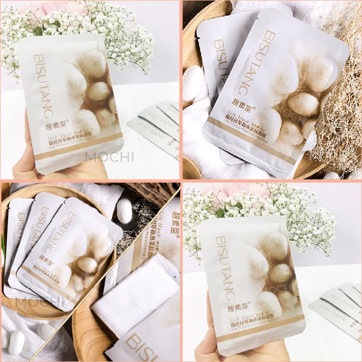 Mặt Nạ Giấy Tơ Tằm Dưỡng Nhan l Thải Độc l Dưỡng Trắng Da Cấp Ẩm Silk Mask Đắp Mặt Tảo Biển Bisutang Nội Địa MOCHI SHOP