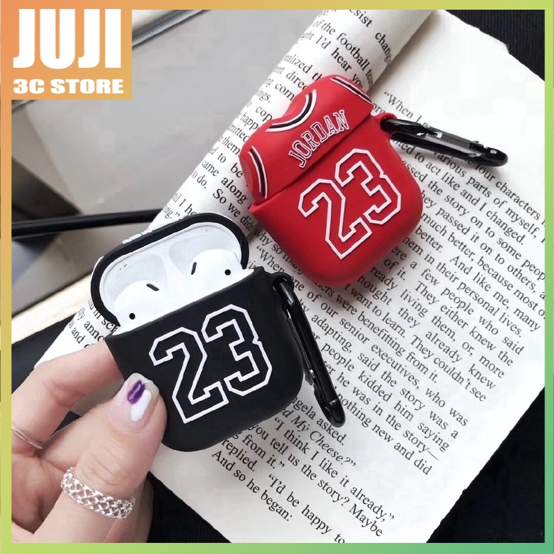 Vỏ bảo vệ hộp sạc tai nghe Apple Airpods 2 Bluetooth không dây họa tiết bóng rổ Jordan 23