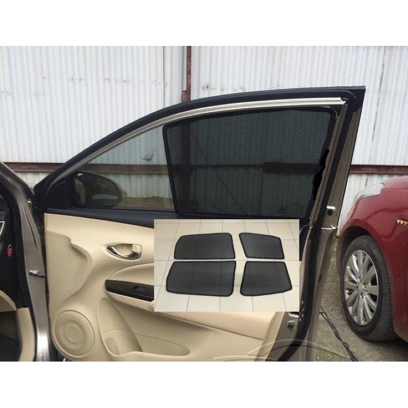 Rèm Che Nắng Nam Châm VIOS 2008 - 2021 Loại 1, Bộ 4 Tấm Nam Châm Hút Mạnh, Chuẩn Form Xe