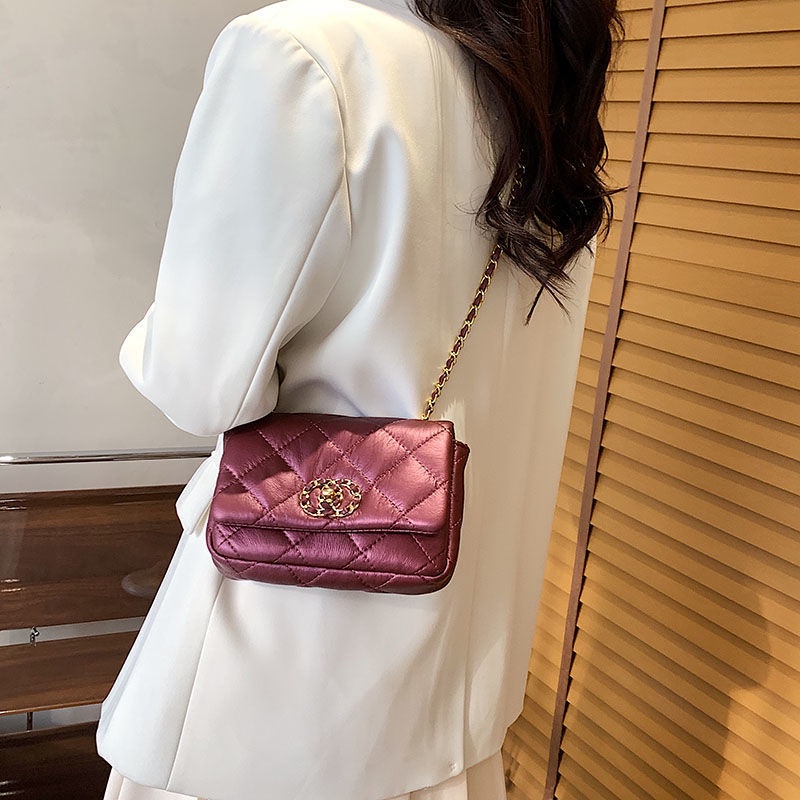 Túi Xách Đeo Vai Phối Dây Xích Phong Cách Thời Trang Hàn Quốc 2022 Dành Cho Nữ