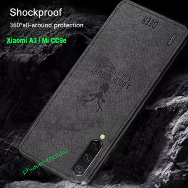 Ốp lưng Xiaomi Mi A3 / Mi CC9e vải mềm vân đầu hươu cao cấp