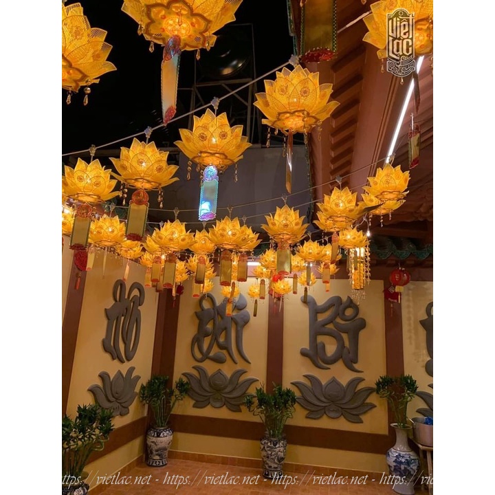 Dây đèn hoa sen treo trang trí đình, chùa, điện dài 4,5m
