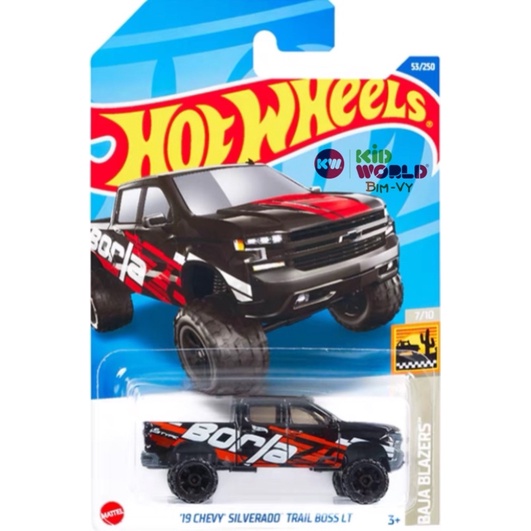 Xe mô hình Hot Wheels basic Bán tải '19 Chevy Silverado Trail Boss LT HCT49.