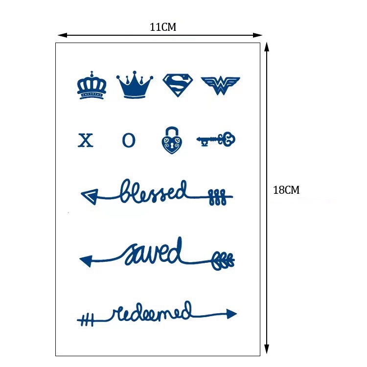 Hình Xăm Dán Tạm Thời Chống Nước Lâu Trôi 15 Ngày; 18cm * 11cm