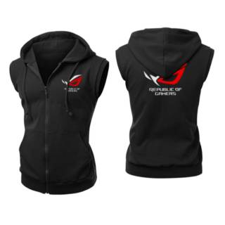 Áo Khoác Sát Nách Màu Đen Tro In Hình Game Republic Of Gamers ROG