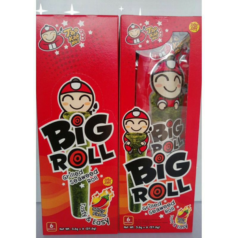 (Hộp 6 gói) Snack rong biển taokaenoi Big Roll vị truyền thống,cay, mực, BBQ 3 6gk