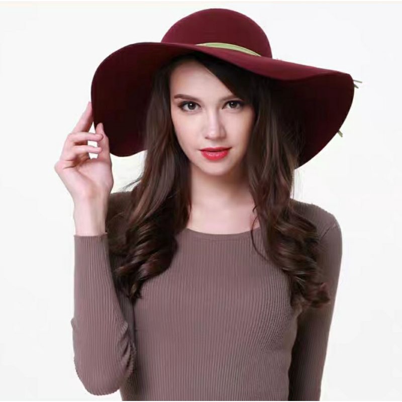 Nón mũ nỉ rộng vành nữ fedora Lh 0917399527