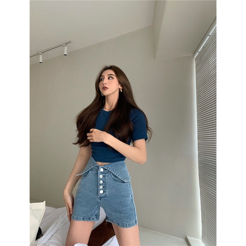 Quần Short Nữ Lưng Cao Dáng Chữ A Thời Trang Phong Cách Hàn Quốc