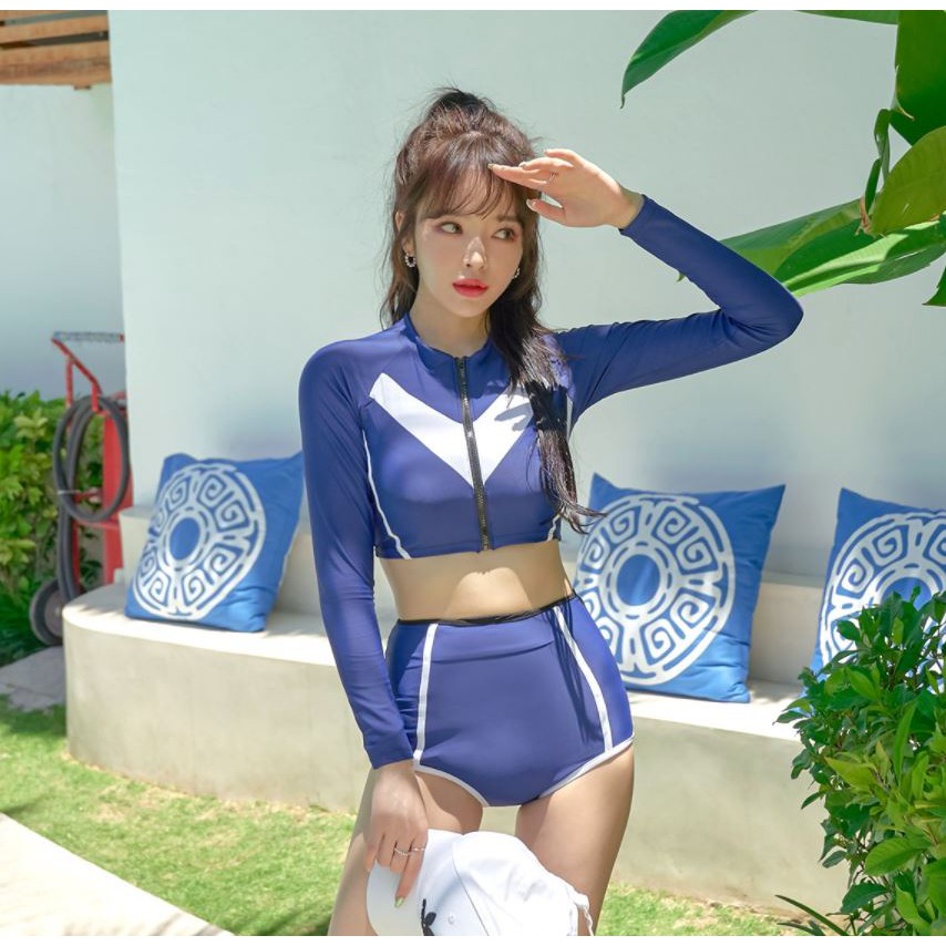 Đồ bơi tay dài chống nắng, bikini hai mảnh áo ngực có gọng loại xịn 2 lớp dày dạn Hàn Quốc | BigBuy360 - bigbuy360.vn