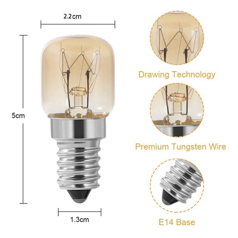 Bóng Đèn Chiếu Sáng Lò Nướng Chịu Nhiệt Cao Đuôi E14 15w 220v Thay Đèn Tủ Lạnh Lò Nướng Sanaky