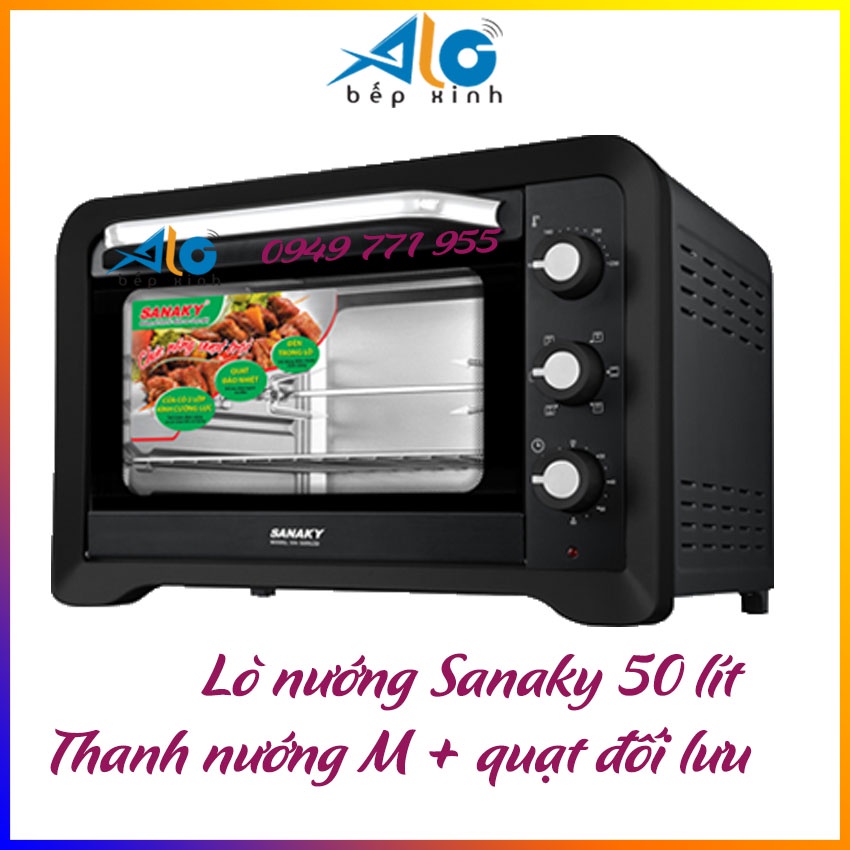 Lò nướng Sanaky 50 lít VH-509S2D - sơn đen - công suất 2000W - thanh nướng M - có quạt đối lưu - BH 2 năm - Alo Bếp xinh