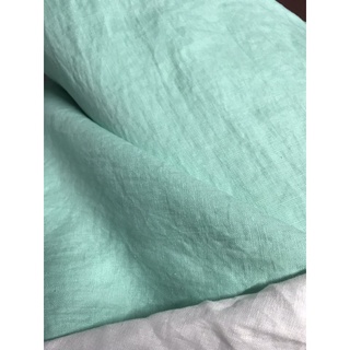 Vải linen tưng premium màu xanh Ngọc đã wash cn
