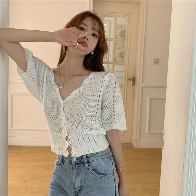 Áo Khoác Cardigan Dệt Kim Mỏng Tay Ngắn Thời Trang Dành Cho Nữ  tao bao