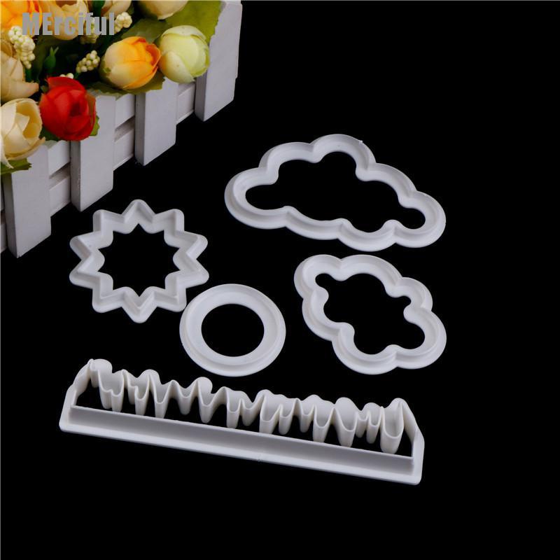 Set 5 Khuôn Nhựa Làm Bánh Hình Cỏ / Mặt Trời / Đám Mây