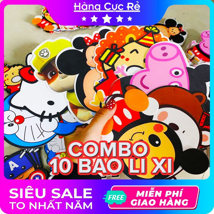 [ HOT ] COMBO 10 BAO LÌ XÌ 2021 mẫu mới HOẠT HÌNH (siêu nhân, doremon, con trâu,..) Freeship - Shop Hàng Cực Rẻ