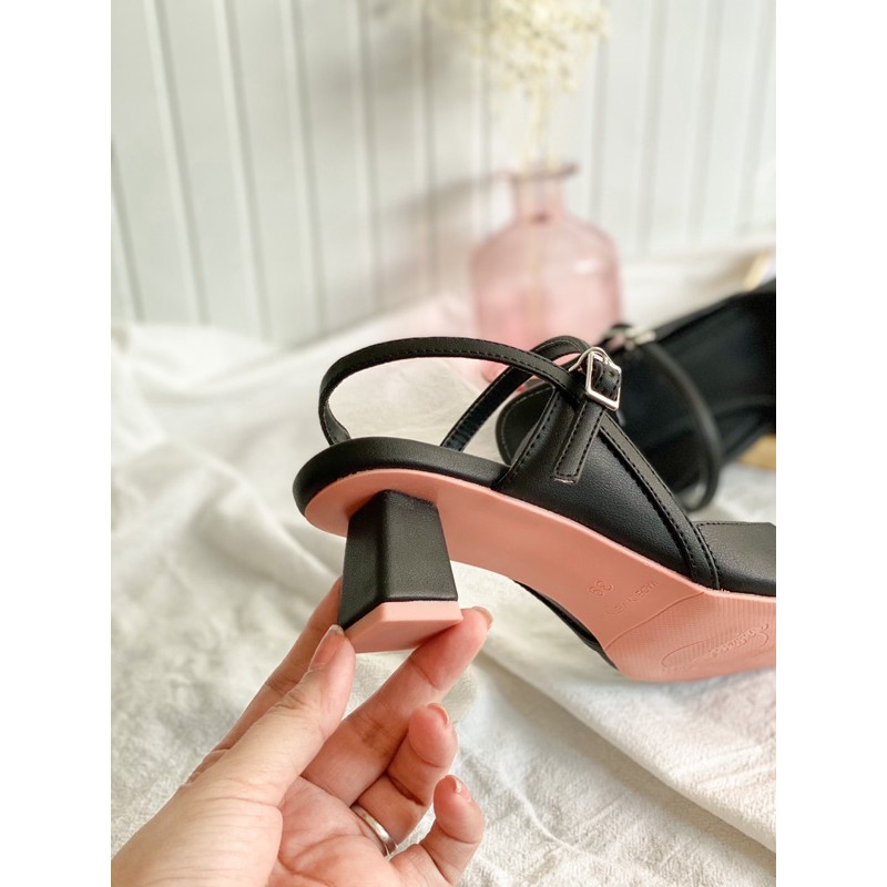 Giày Cao Gót Nữ JOTI Lolita 3269VN5 - Mũi Nhọn Hở Gót Đế Trụ Vuông Cao 4cm Da Mờ - Mang Công Sở Dự Tiệc