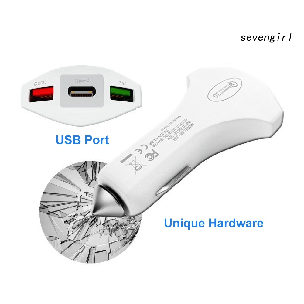 Tẩu Sạc Nhanh Sev-Olaf 35w Qc 3.0 Usb Type-C 3 Cổng Cho Xe Hơi