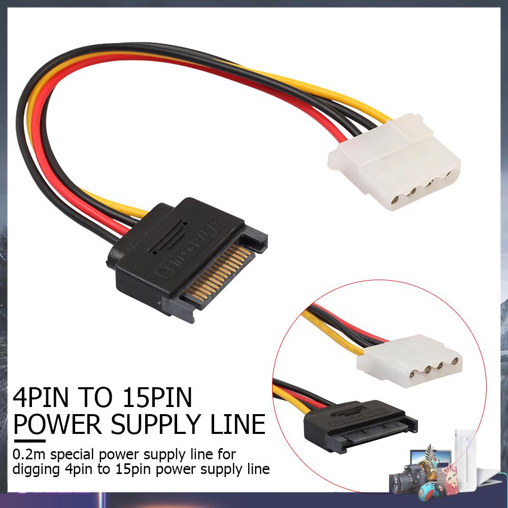 Cáp nguồn 8 inch SATA 15-Pin 4-Pin cho máy tính