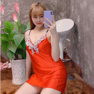 [RẺ VÔ ĐỊCH] Váy ngủ sexy phi lụa phối ren cổ quyến rũ
