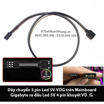 [Mã ELORDER5 giảm 10k đơn 20k] Dây chuyển cổng Led RGB 5V 3 pin Gigabyte VDG ra 4 pin khuyết VD_G 5V RGB.