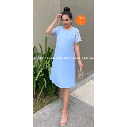 [HANNA] Đầm bầu công sở tphcm đẹp lịch sự có size tới 70kg vải mềm mát thấm mồ hôi tốt có 2 túi bên sườn sale giá rẻ