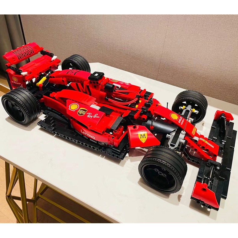 Đồ chơi Lắp ráp Mô hình siêu xe 023005 Technic Supercar Magic Cool Red Ferrari SF90 F1 Formula Racing Car 1:14