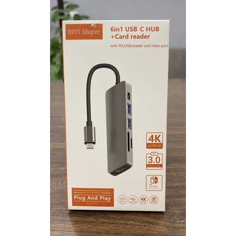 Hub chuyển đổi 6 in 1 Type C sang USB 3.0, Card reader, PD port, HDMI