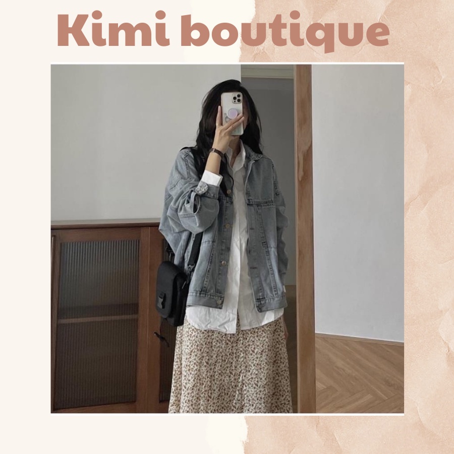 Áo khoác bò oversize phong cách ulzzang chất đẹp, áo khoác jean Quảng Châu cao cấp - 𝑲𝒊𝒎𝒊𝒃𝒐𝒖𝒕𝒊𝒒𝒖𝒆