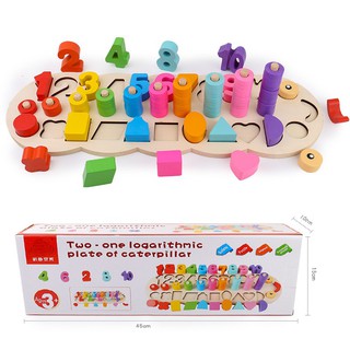 Giáo Cụ Montessori - Bảng Học Số Đếm Và Hình Khối Hình Sâu - Vòng Gỗ