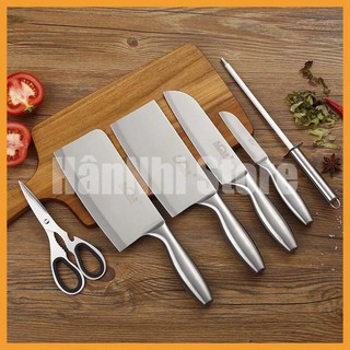 Bộ dao nhật 6 món inox nguyên khối cao cấp kèm khay đựng