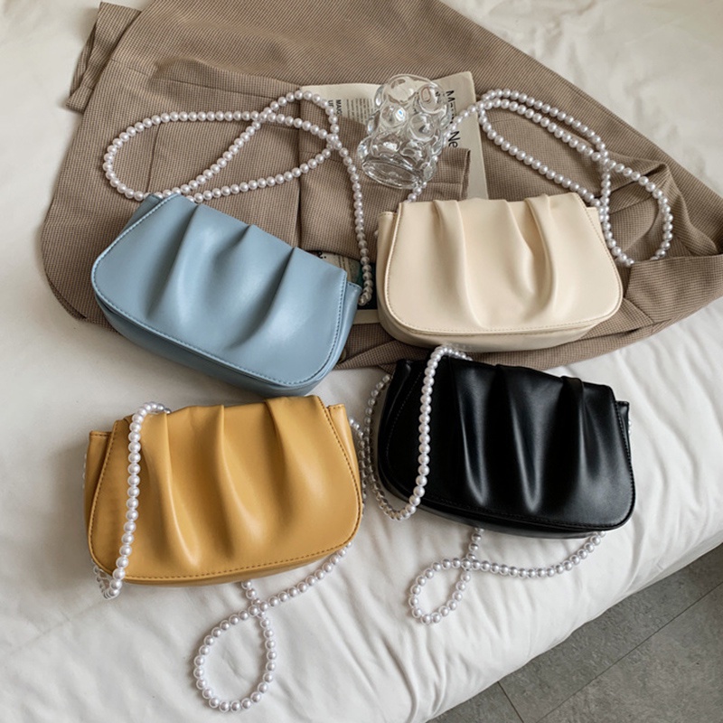 IELGY Túi Đeo Chéo Hình Đám Mây Nhỏ Xinh Đính Ngọc Trai Thời Trang Hàn Quốc