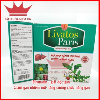 Viên uống giải độc gan Livatos -Paris - Tăng cường chức năng gan, hạ men gan, giảm gan nhiễm mỡ hiệu quả - Hộp 60 viên