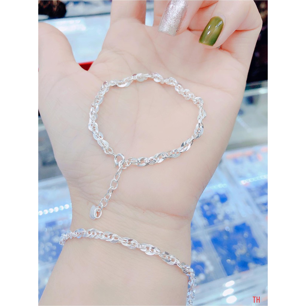 Free ship lắc tay kép xoắn bạc ta cho nữ về nhiều