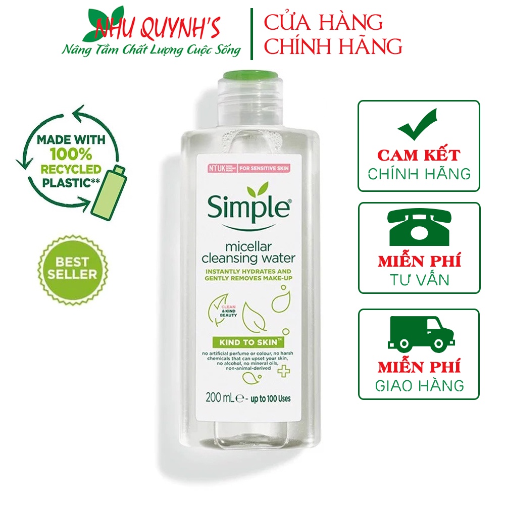 Tẩy trang Simple Kind To Skin Micellar Cleansing Water