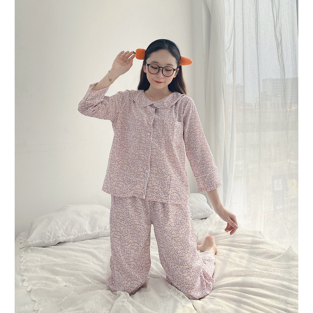 [GIẢM GIÁ]ĐỒ BỘ CỔ SEN XINH XẮNẢnh thật- Hàng thiết kế] vải lụa Hàn Quốc mèm đẹp