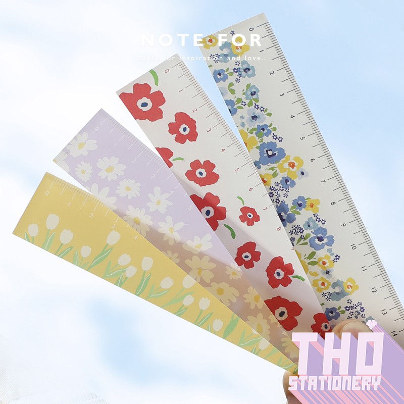 Thước Kẻ Cute  RULER FOR DIARY Hoạ Tiết Hoa Phong Cách Tối Giản Phụ Kiện Trang Trí Sổ Bullet Journal