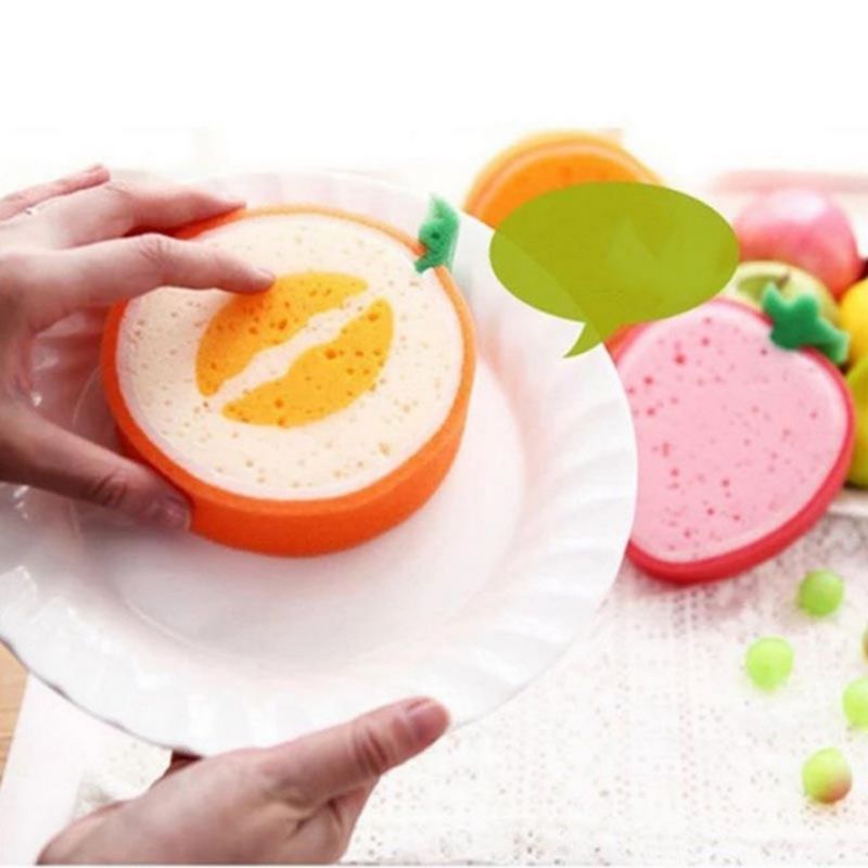 Miếng bọt biển mút rửa chén, mút xốp kháng khuẩn hình trái cây siêu thấm hút