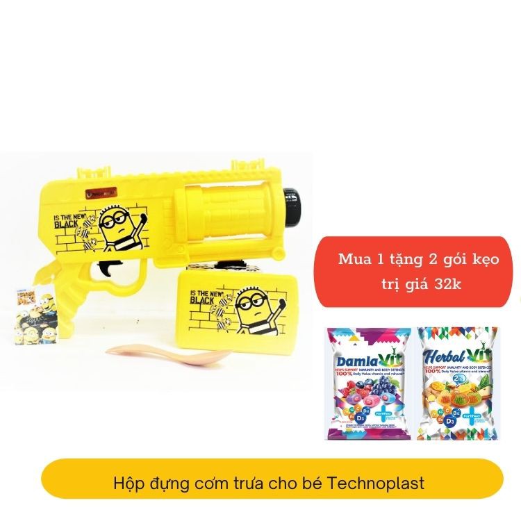 [MUA 1 TẶNG 2] Hộp đựng cơm trưa cho bé Technoplast cây súng đồ chơi hình Minions dễ thương chất liệu nhựa PP an toàn