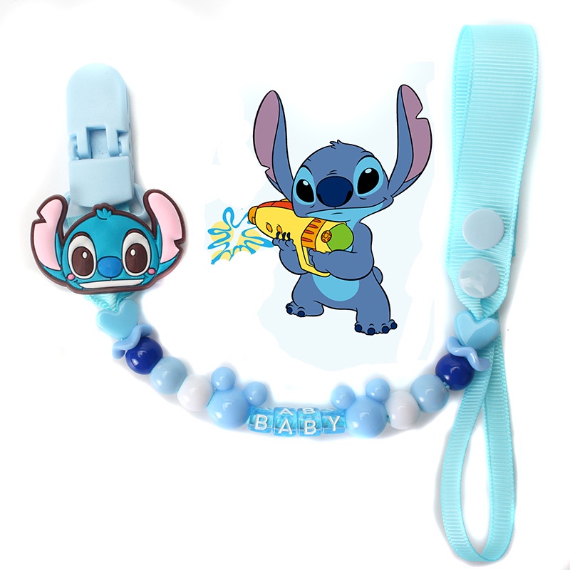 Dây Đeo Núm Ti Giả Chống Lạc Bằng Silicon Hình Chuột Mickey Stitch Disney Cho Bé Sơ Sinh
