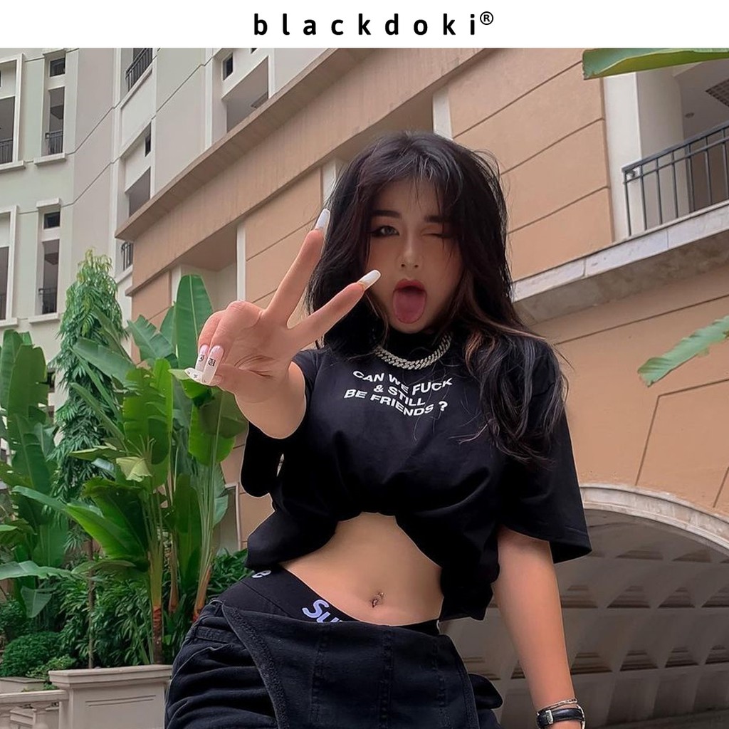 Áo thun unisex BLACKDOKI-CAN WE , áo phông nữ dáng rộng tay lỡ basic cá tính M159