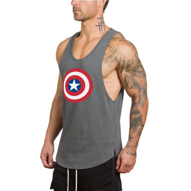 Áo thun 3 lỗ in biểu tượng Captain American cho nam