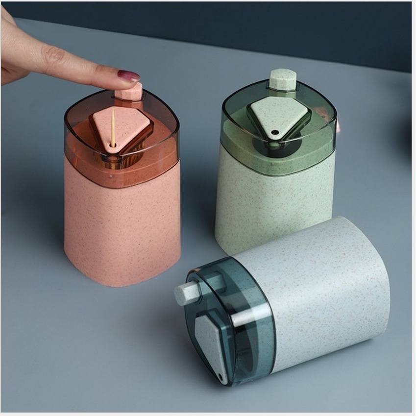 Combo 2 Hộp đựng tăm tích hợp nút bấm nhả tăm tự động thiết kế thông minh, hủ đựng tăm chất liệu nhựa cao cấp Angola